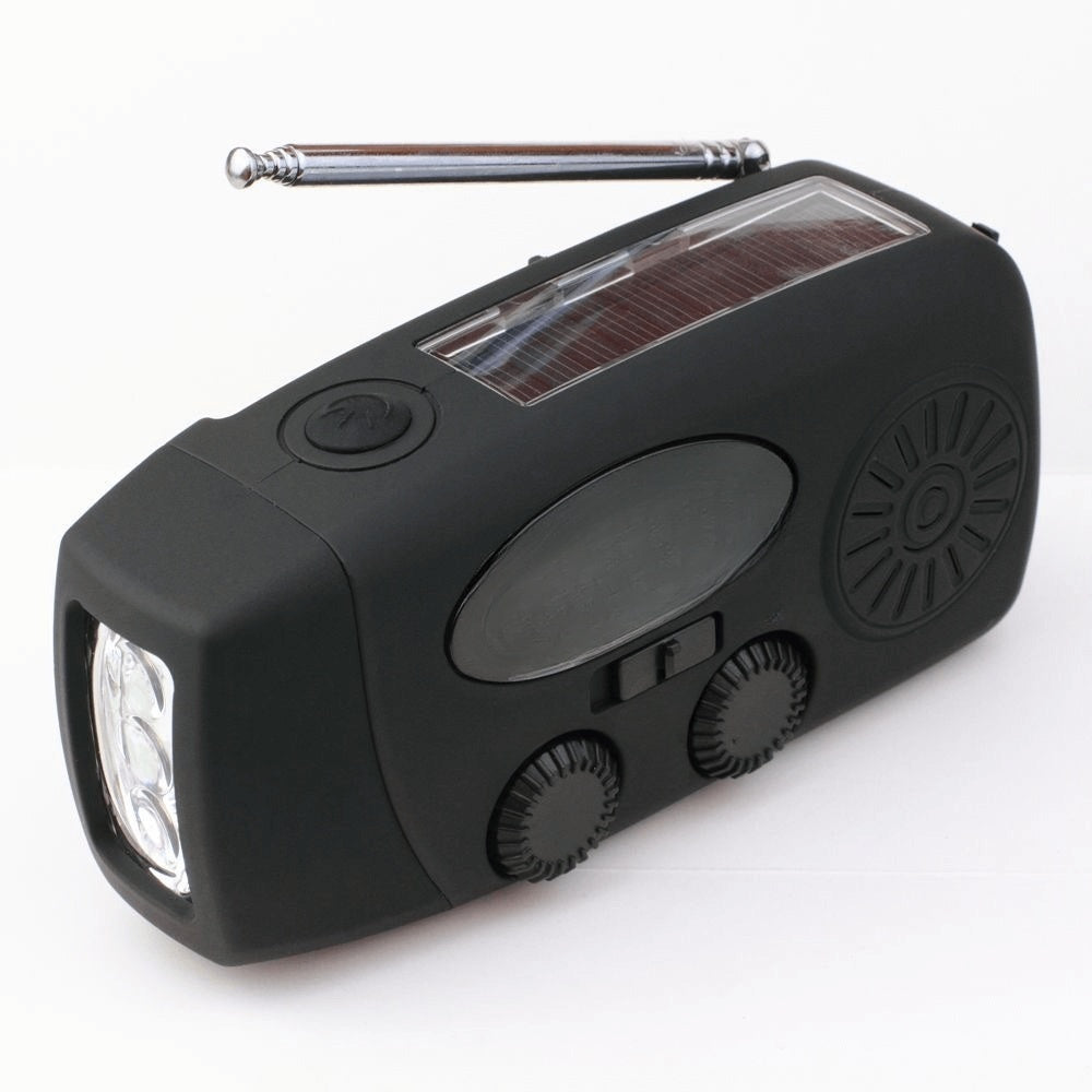 Radio d'urgence solaire à manivelle - Compacte avec Lampe de Poche LED