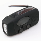 Radio d'urgence solaire à manivelle - Compacte avec Lampe de Poche LED
