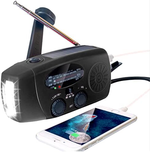 Radio d'urgence solaire à manivelle - Compacte avec Lampe de Poche LED