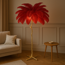 Lampe sur Pied en Plumes - Élégance Contemporaine et Chaleur Atmosphérique