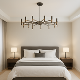 Lustre Contemporain à 12 Lumières - Élégance Moderne et Ambiance Accueillante