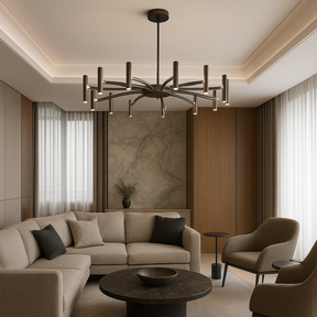 Lustre Contemporain à 12 Lumières - Élégance Moderne et Ambiance Accueillante