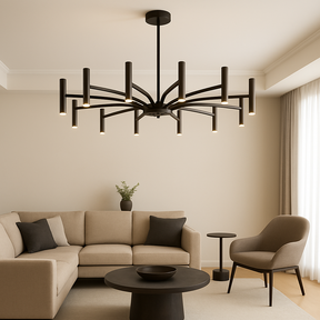 Lustre Contemporain à 12 Lumières - Élégance Moderne et Ambiance Accueillante