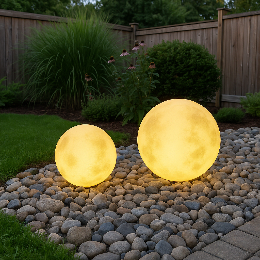 Lampe Solaire de Jardin en Forme de Lune - Éclairage Écologique et Élégant