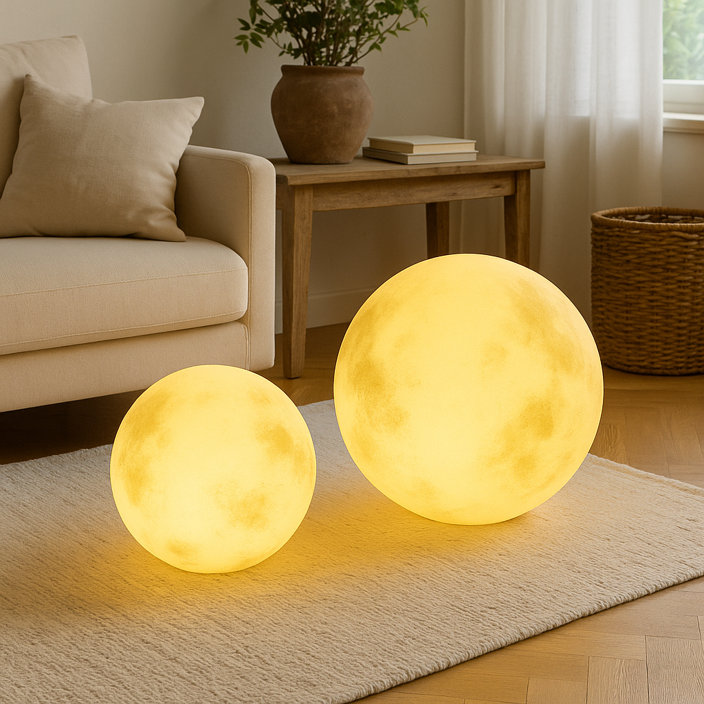 Lampe Solaire de Jardin en Forme de Lune - Éclairage Écologique et Élégant