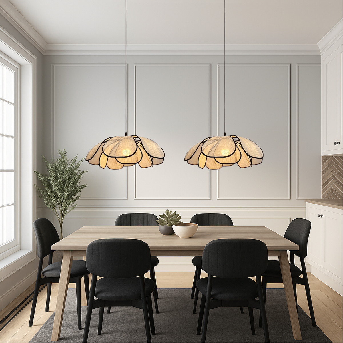 Lampe Suspendue en Bois - Design Élégant et Chaleureux