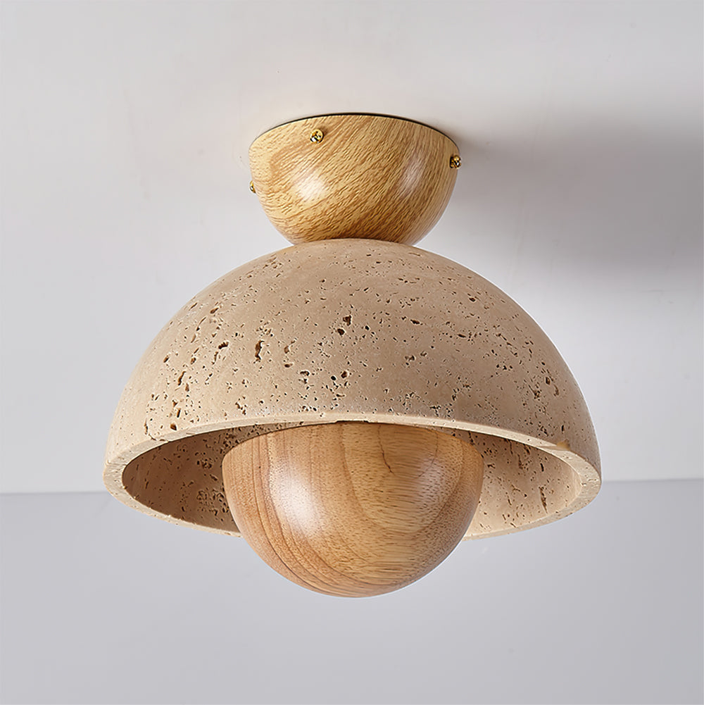 Lampe de Plafond Élégante en Travertin - Design Sophistiqué et Durable