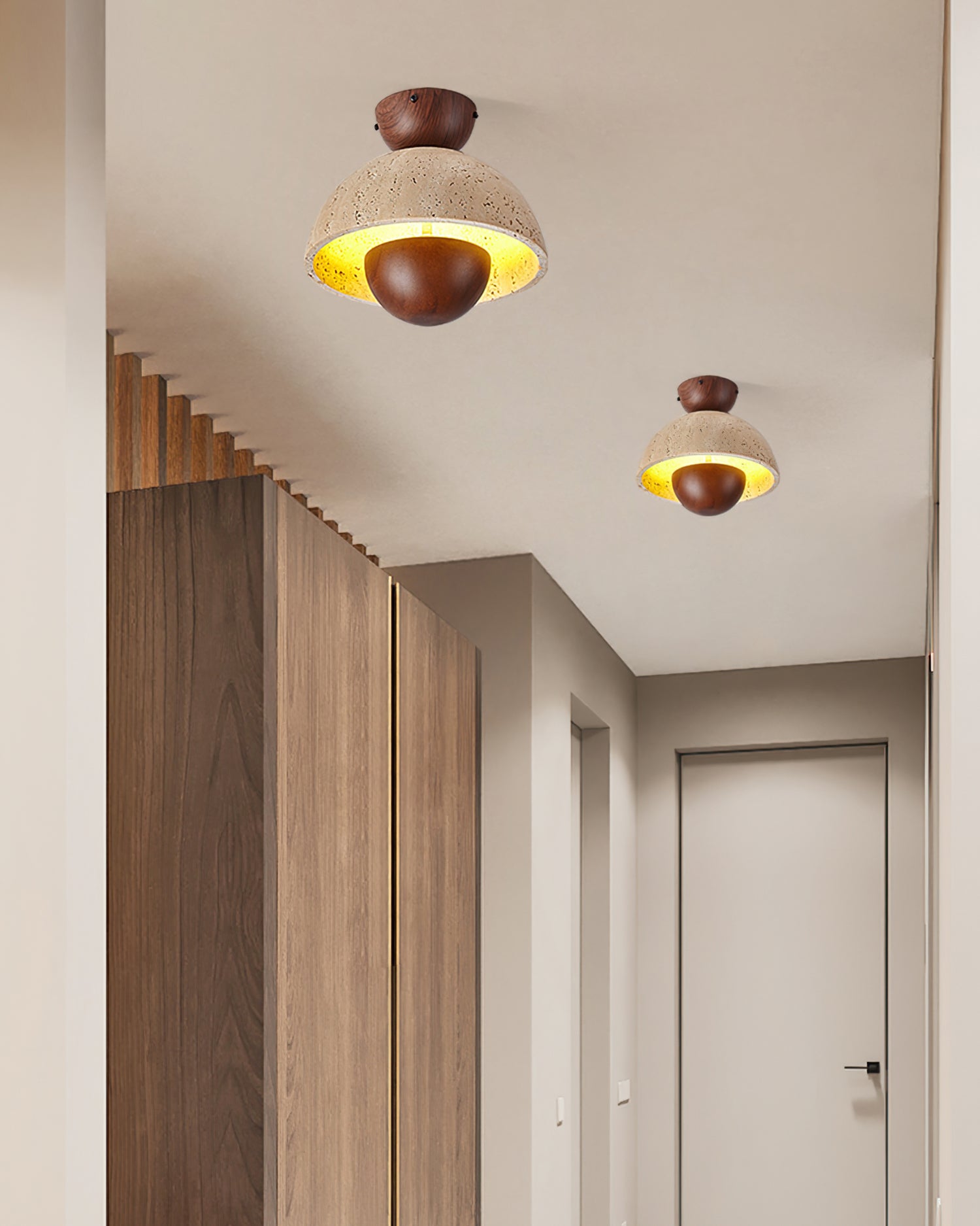 Lampe de Plafond Élégante en Travertin - Design Sophistiqué et Durable