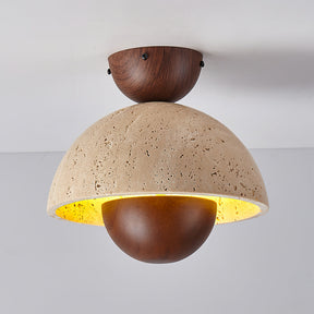 Lampe de Plafond Élégante en Travertin - Design Sophistiqué et Durable