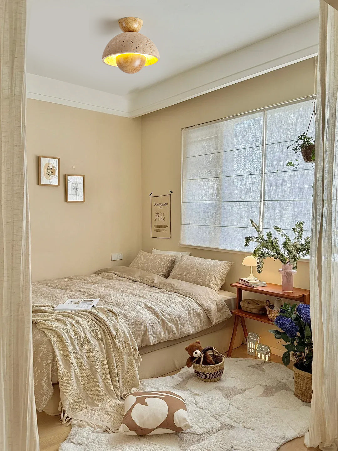 Lampe de Plafond Élégante en Travertin - Design Sophistiqué et Durable