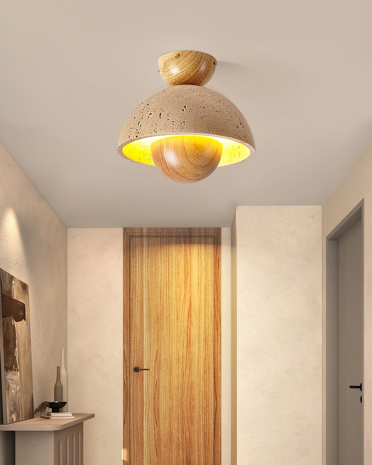 Lampe de Plafond Élégante en Travertin - Design Sophistiqué et Durable