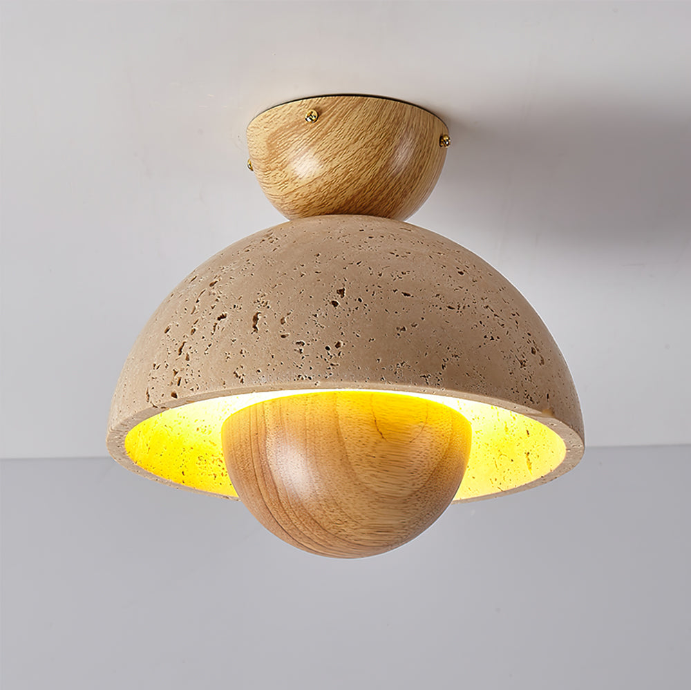 Lampe de Plafond Élégante en Travertin - Design Sophistiqué et Durable