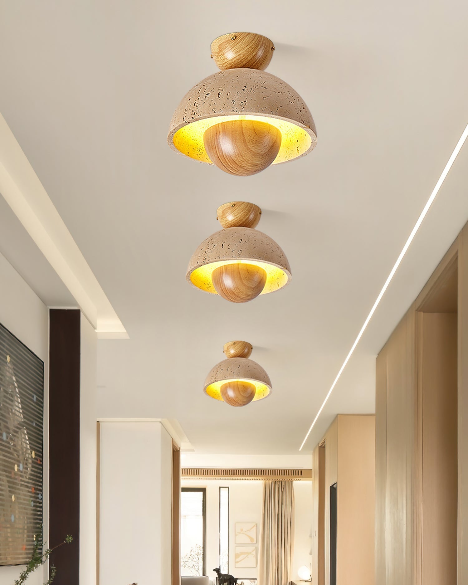 Lampe de Plafond Élégante en Travertin - Design Sophistiqué et Durable