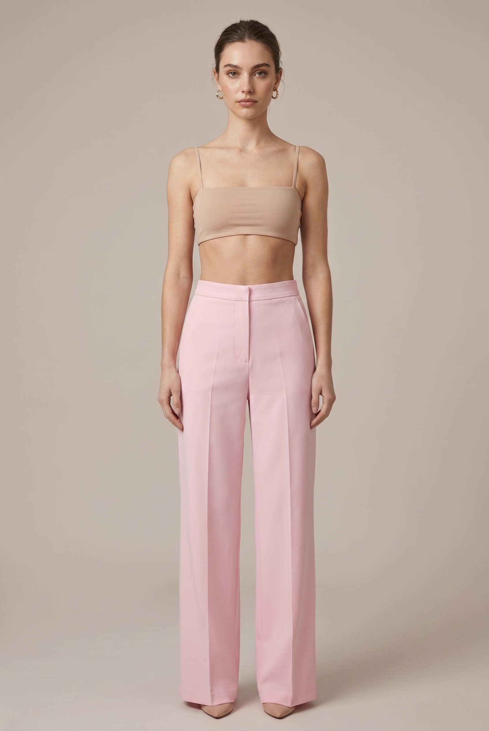 Ensemble blazer et pantalon femme Sophia poignets en plumes élégant chic