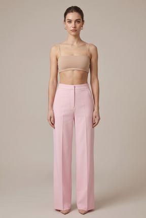 Ensemble blazer et pantalon femme Sophia poignets en plumes élégant chic