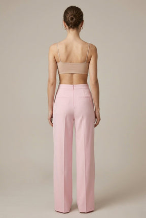 Ensemble blazer et pantalon femme Sophia poignets en plumes élégant chic