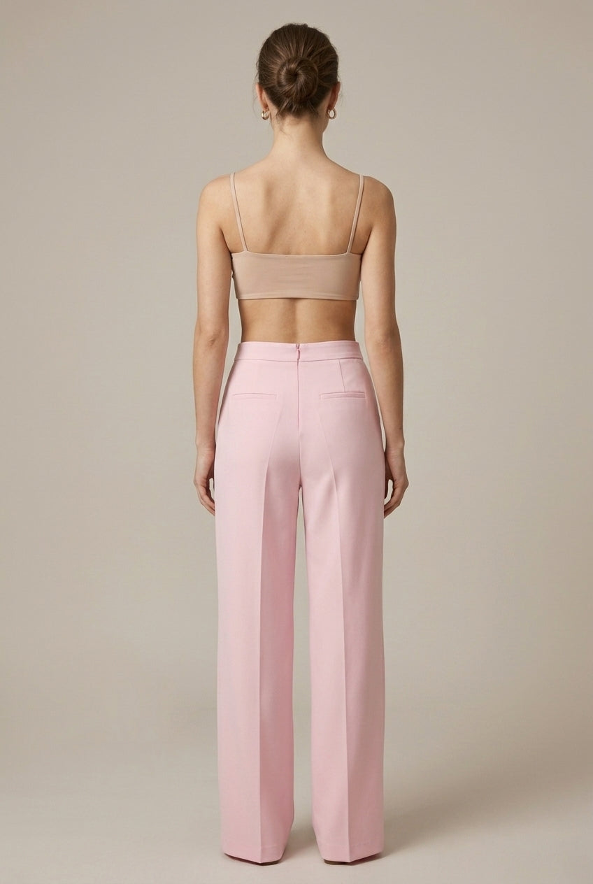 Ensemble blazer et pantalon femme Sophia poignets en plumes élégant chic