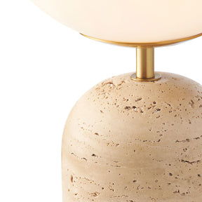 Lampe de Table en Verre et Travertin - Éclairage Chaleureux et Élégant