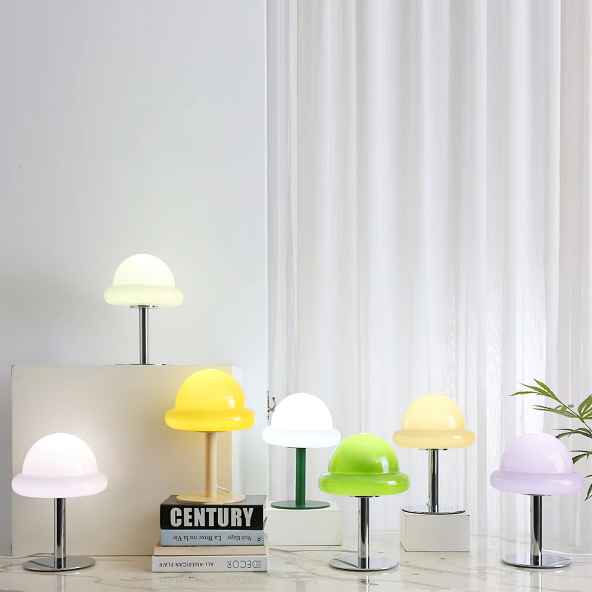 Lampe de Table Cosmique Métallique - Design Futuriste en Verre Champignon