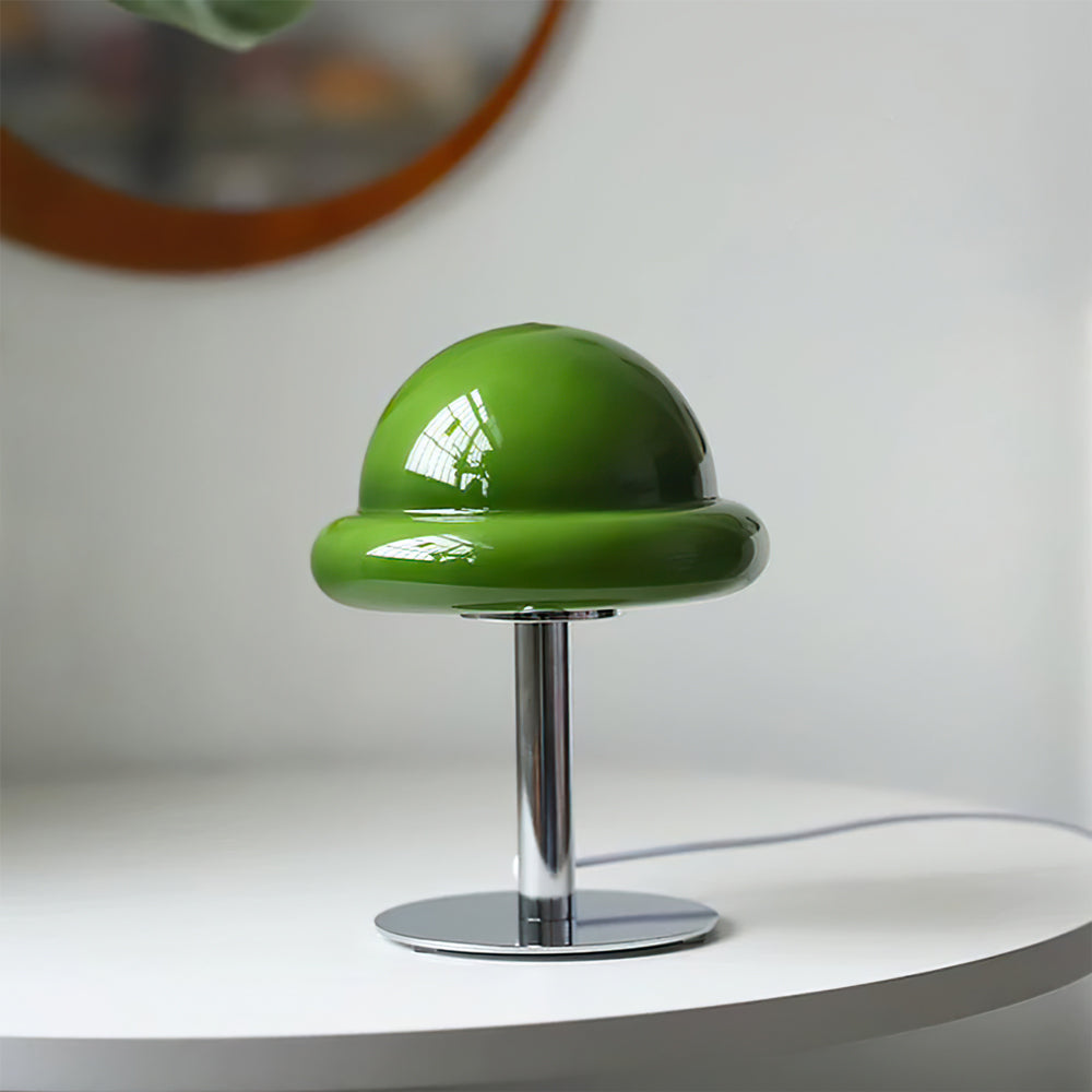 Lampe de Table Cosmique Métallique - Design Futuriste en Verre Champignon