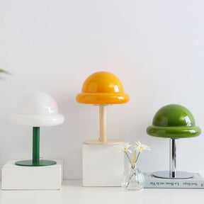 Lampe de Table Cosmique Métallique - Design Futuriste en Verre Champignon