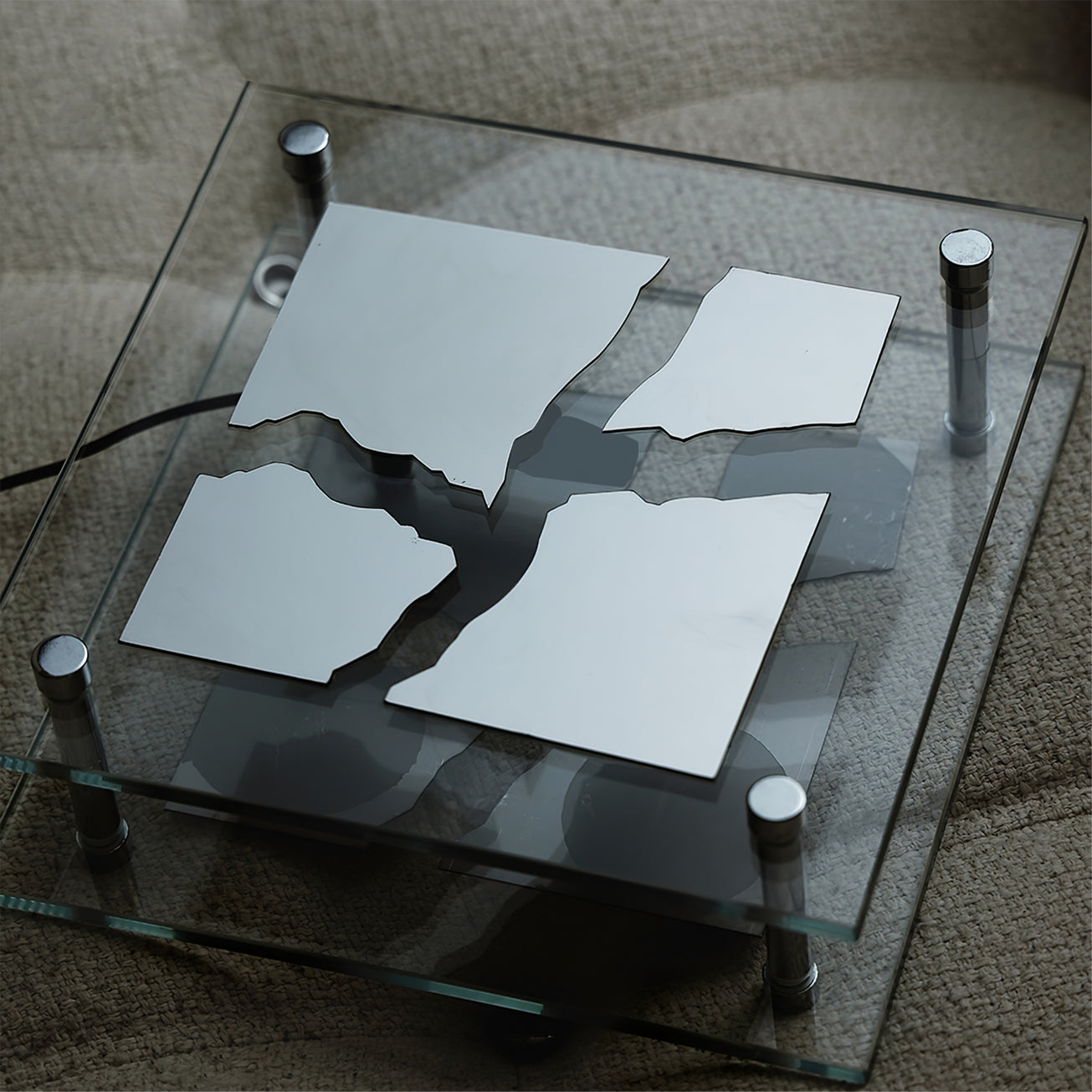 Lampe de Table en Verre Carrée - Design Artistique et Éclairage Pratique