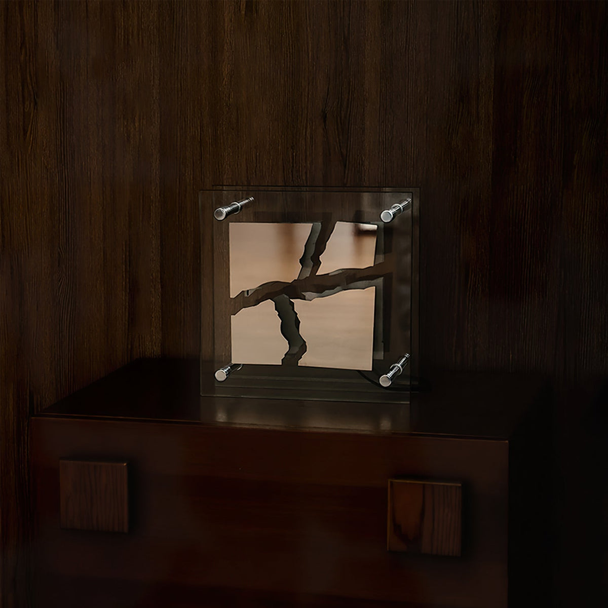 Lampe de Table en Verre Carrée - Design Artistique et Éclairage Pratique