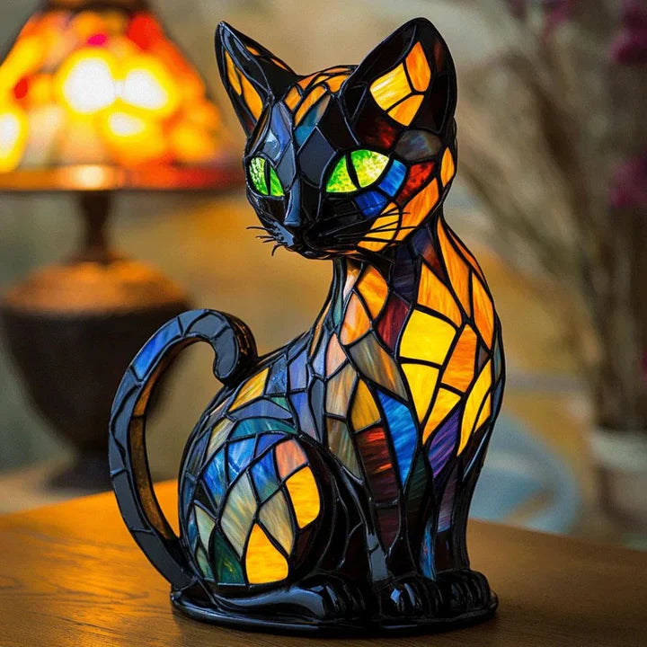 Lampe de Table en Verre Coloré - Ambiance Chaleureuse et Design Artistique