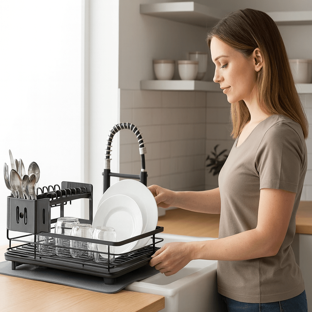 Étagère à Vaisselle Pliable en Acier Inoxydable | Gain de Place et Design Élégant