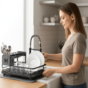 Étagère à Vaisselle Pliable en Acier Inoxydable | Gain de Place et Design Élégant