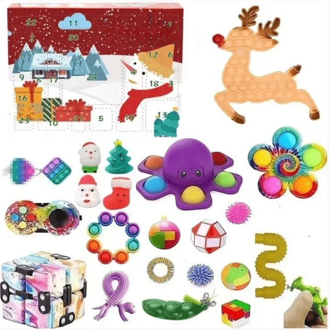 Calendrier de l'Avent en Jouets Sensoriels - 24 Surprises Festives et Apaisantes