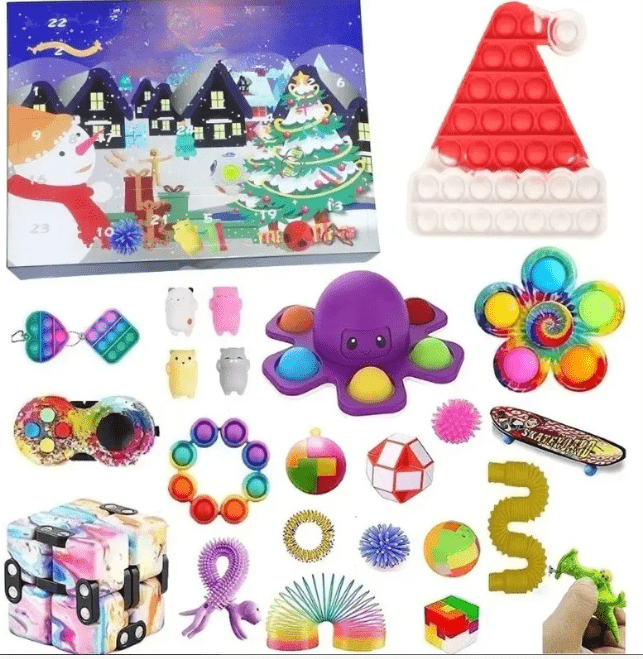 Calendrier de l'Avent en Jouets Sensoriels - 24 Surprises Festives et Apaisantes