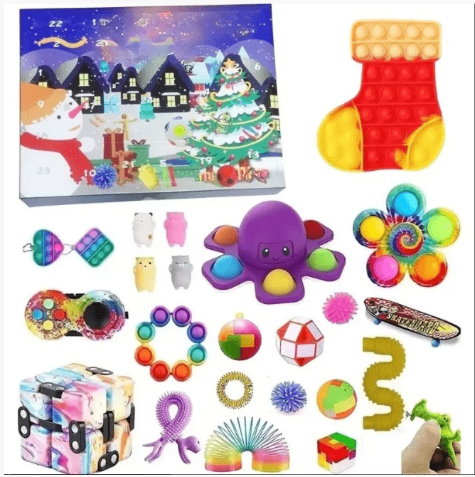 Calendrier de l'Avent en Jouets Sensoriels - 24 Surprises Festives et Apaisantes