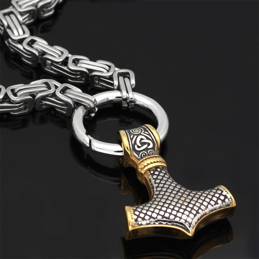 Collier Viking à Tête de Loup - Pendentif Mjolnir en Acier Inoxydable