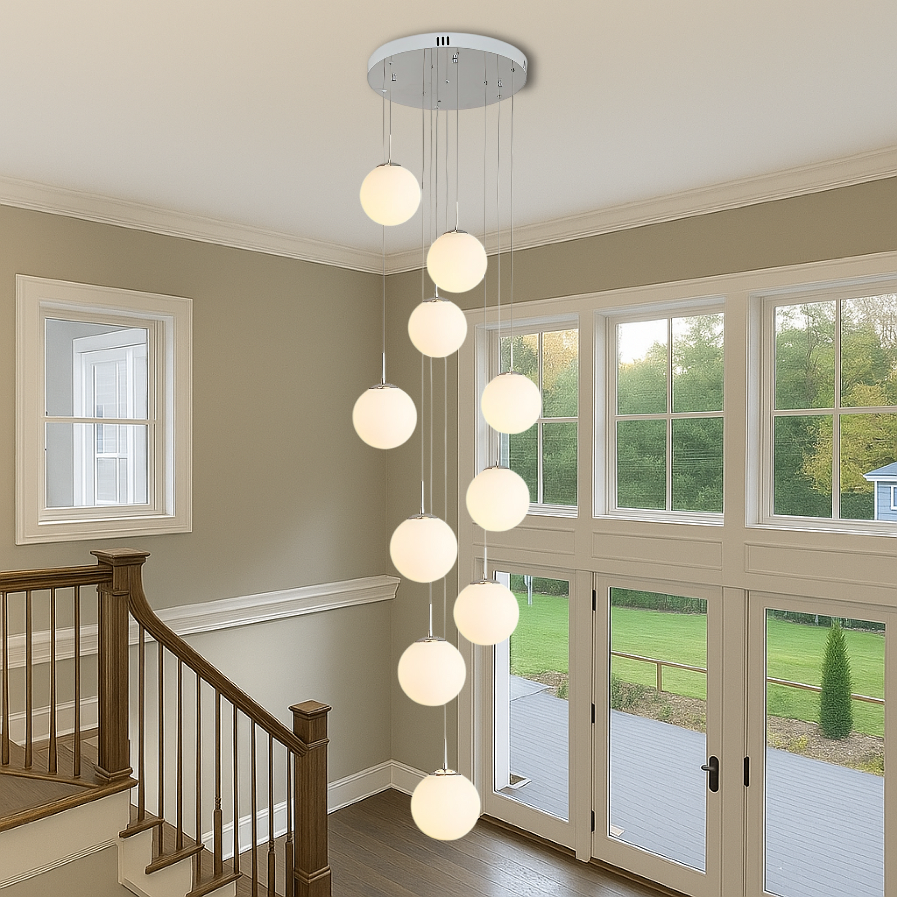 Lustre d'Escalier Scandinave - Élégance Contemporaine et Lumière Douce