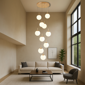 Lustre d'Escalier Scandinave - Élégance Contemporaine et Lumière Douce