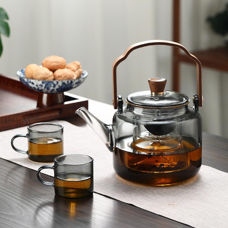 Théière en Verre et Bois - Élégante et Pratique pour Déguster du Thé