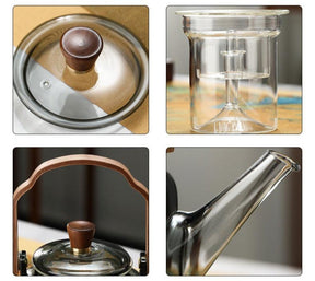 Théière en Verre et Bois - Élégante et Pratique pour Déguster du Thé