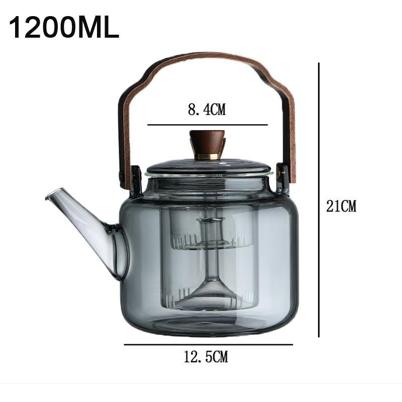 Théière en Verre et Bois - Élégante et Pratique pour Déguster du Thé