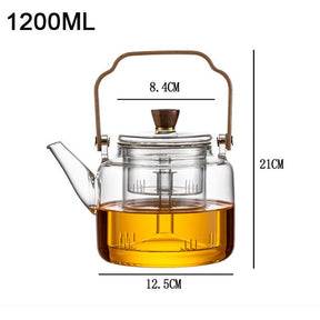 Théière en Verre et Bois - Élégante et Pratique pour Déguster du Thé