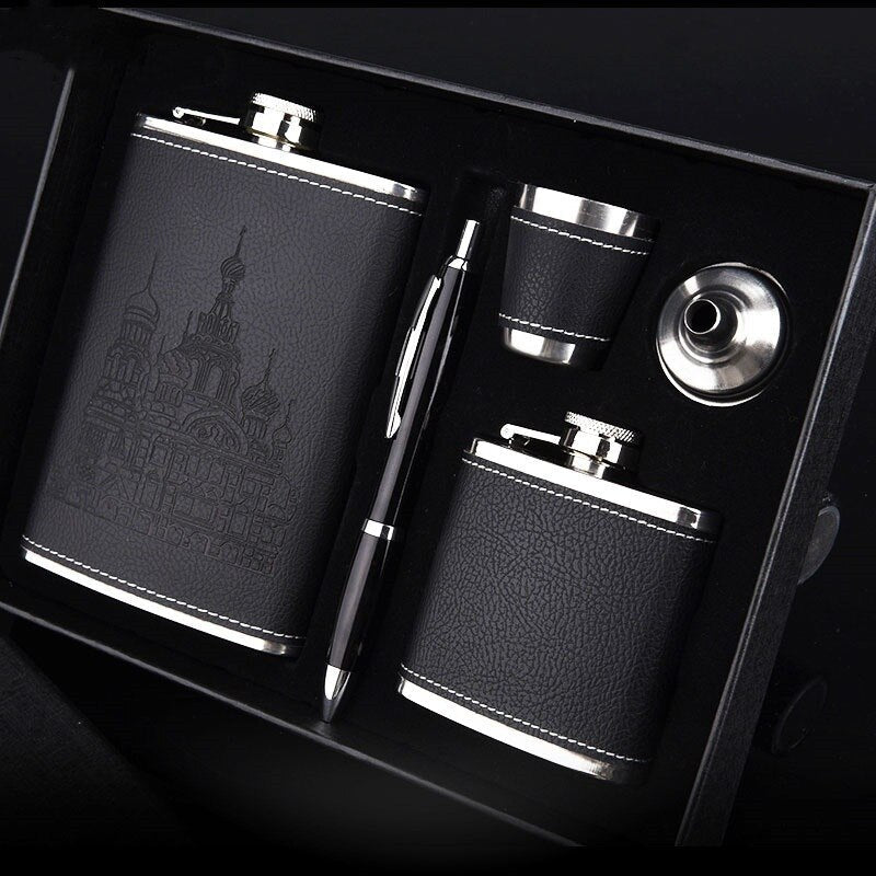 Flacon à Whisky en Acier Inoxydable - Ensemble Portable et Élégant pour Voyages