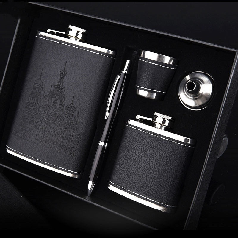 Flacon à Whisky en Acier Inoxydable - Ensemble Portable et Élégant pour Voyages