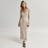 Robe Maxi Ajustable en Pierre - Élégance et Confort pour Femmes