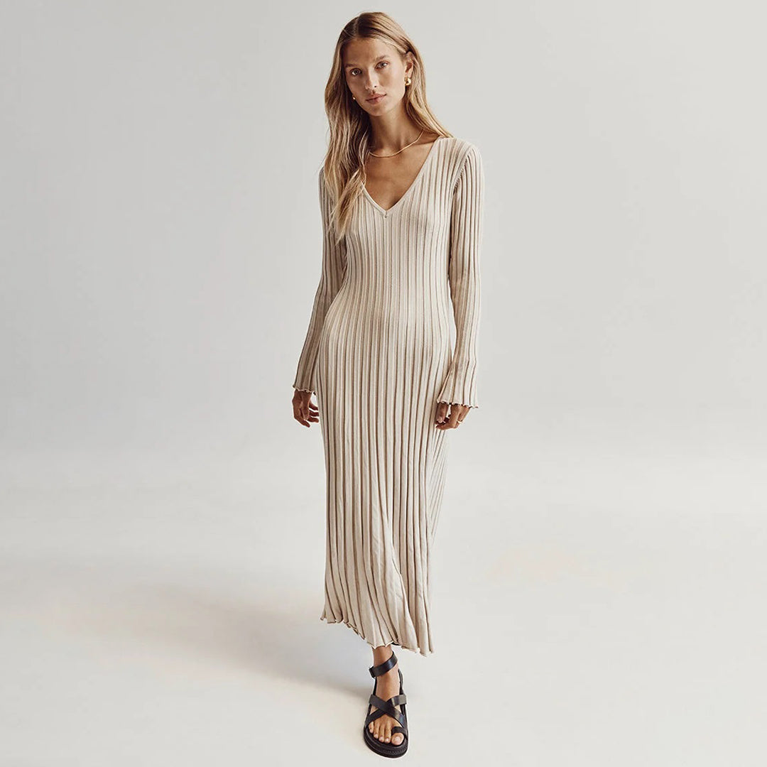 Robe Maxi Ajustable en Pierre - Élégance et Confort pour Femmes
