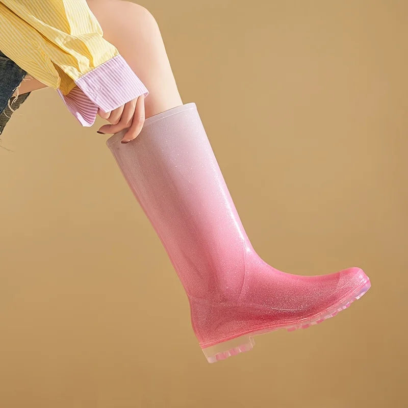 Bottes de Pluie Femme - Design Dégradé et Antidérapant