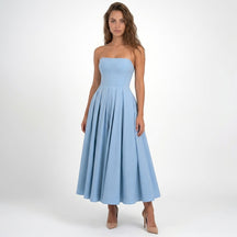 Robe midi bustier en tissu satiné ligne A corset élégante événements formels femme