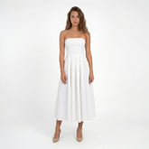 Robe midi bustier en tissu satiné ligne A corset élégante événements formels femme