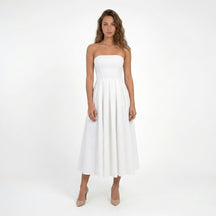Robe midi bustier en tissu satiné ligne A corset élégante événements formels femme