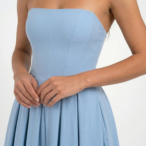 Robe midi bustier en tissu satiné ligne A corset élégante événements formels femme
