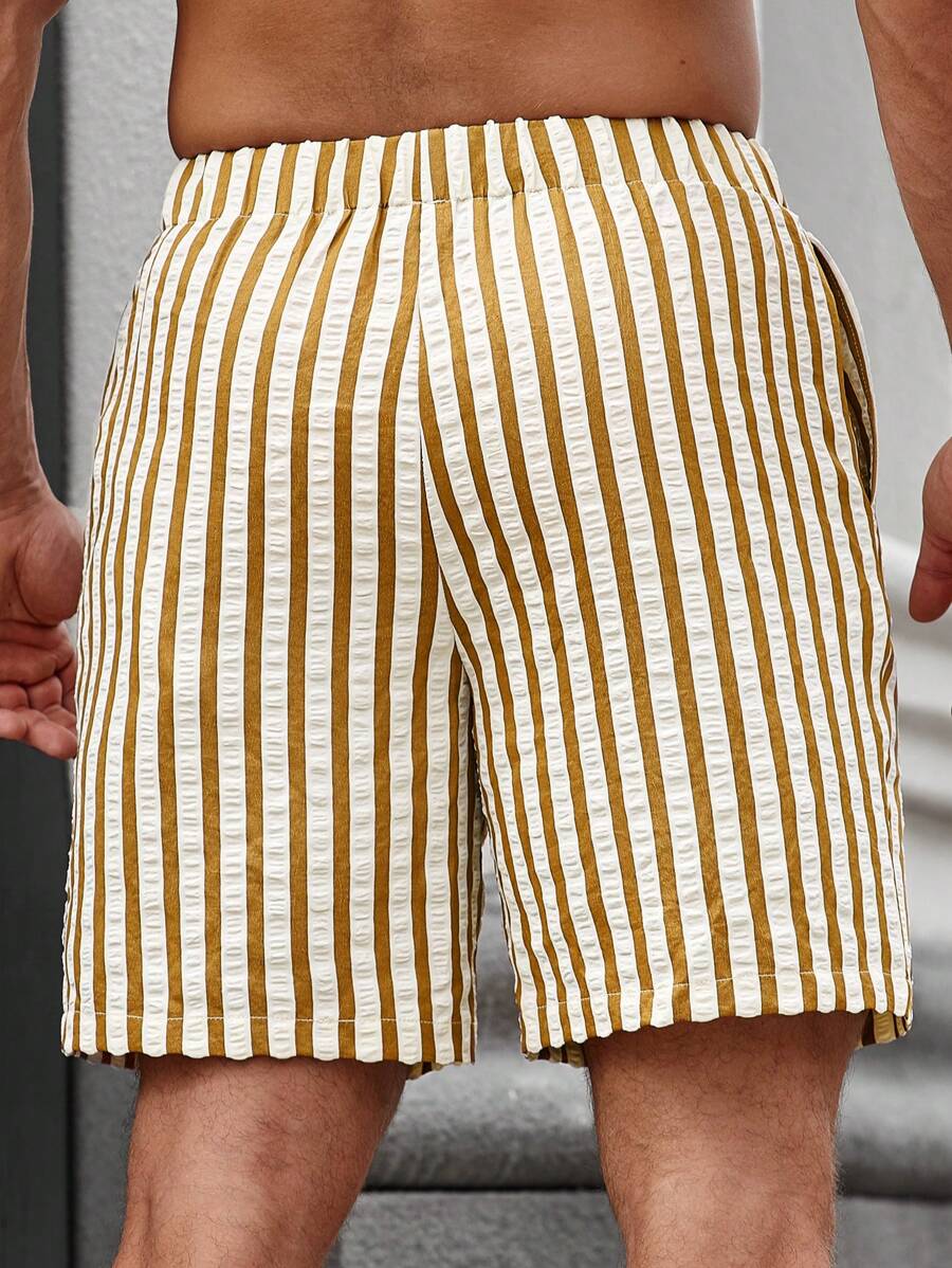 Short d'été à Rayures Classiques - Taille Ajustable et Confort Optimal